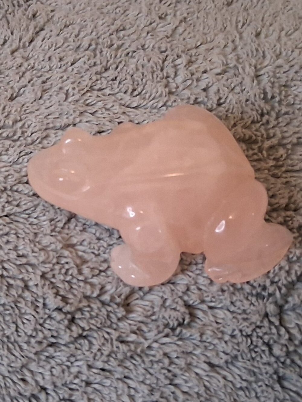 Natural Hand Carved Rose Quartz Frog Figurine Crystal Healing Decor